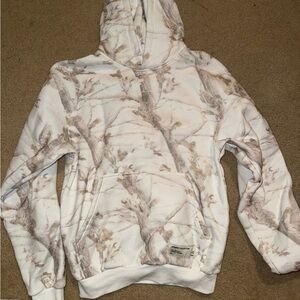 Women's White and Brown Camouflage Hoodie